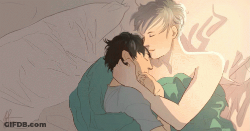 Drawing Of Two Men Hugging With J And A GIF