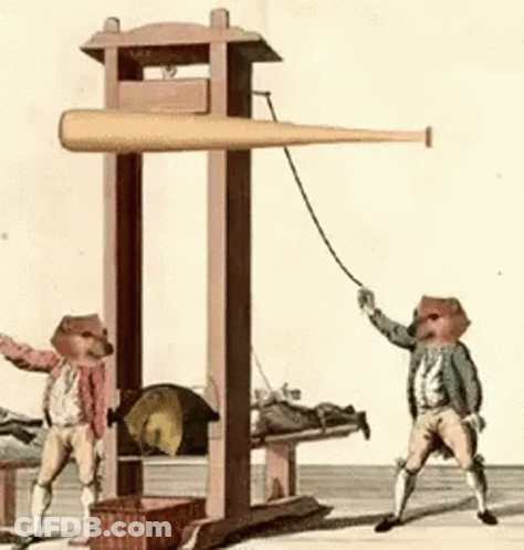 A Drawing Of Two Monkeys Playing With A Large Baseball Bat GIF