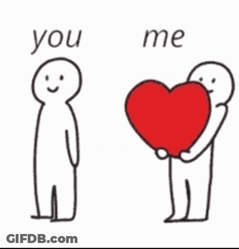 A Drawing Of Two People Standing Next To Each Other With The Words You And Me Written On The Bottom GIF