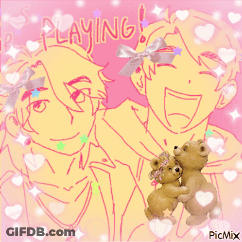 A Drawing Of Two Teddy Bears With The Word Playing Written On The Top GIF
