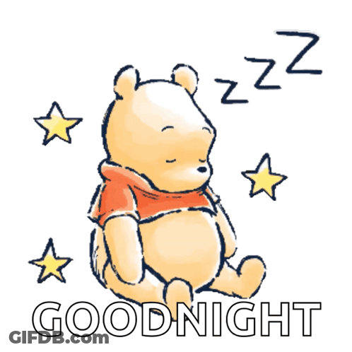 A Drawing Of Winnie The Pooh Sleeping With The Words Goodnight Underneath GIF