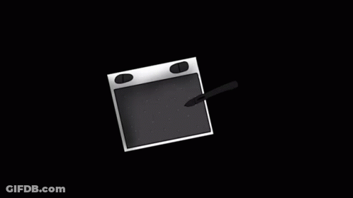 A Drawing Tablet With A Pen On It On A Black Background Made With Kinemaster GIF