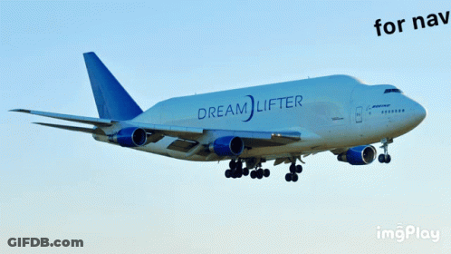 A Dream Lifter Plane Is Taking Off From An Airport Runway GIF
