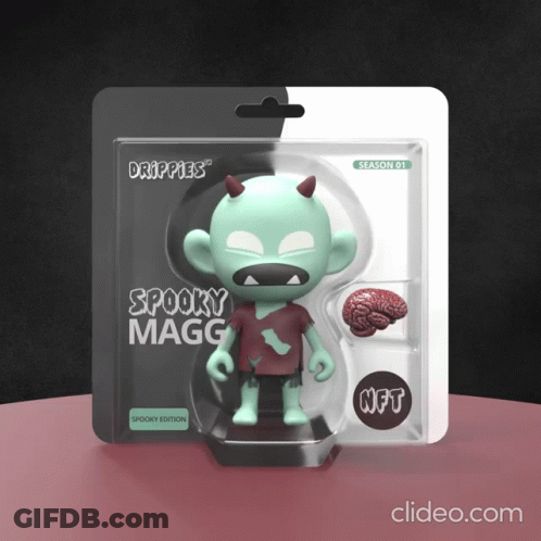 A Drippies Spooky Magg Toy With A Brain Inside GIF