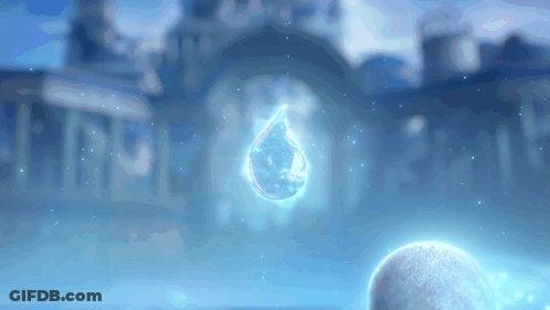 A Drop Of Water Is Floating In The Air With A Castle In The Background GIF