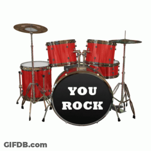 A Drum Set That Says You Rock On The Drum GIF