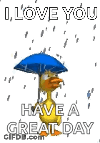 A Duck Is Holding An Umbrella In The Rain And Saying `` I Love You `` . GIF