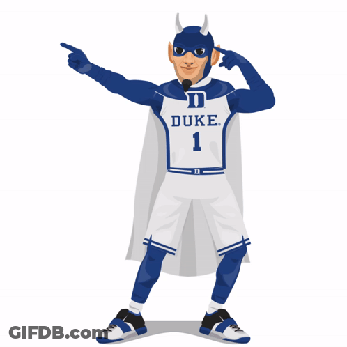 A Duke Basketball Player Is Wearing A Cape And A Mask GIF