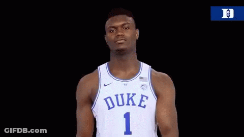 A Duke Basketball Player Wearing Number 1 Is Making A Funny Face GIF