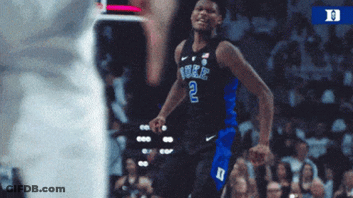 A Duke Basketball Player Wearing Number 2 Celebrates A Basket GIF
