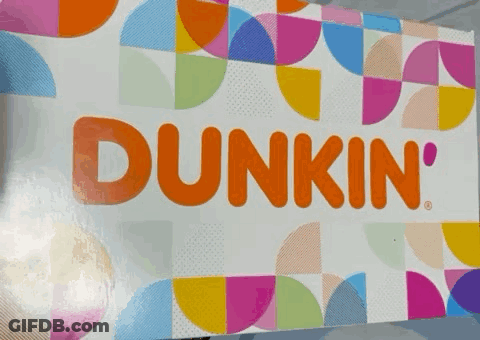 A Dunkin ' Donut Box With A Colorful Pattern GIF