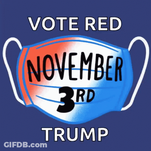 A Face Mask With The Words Vote Red November 3Rd Trump On It GIF