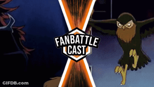 A Fan Battle Cast Poster With A Cartoon Owl GIF