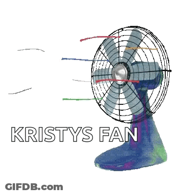 A Fan With The Word Kristys Fan Written On It GIF