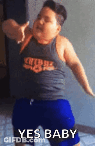 Dancing Fat Boy Saying Yes Baby GIF