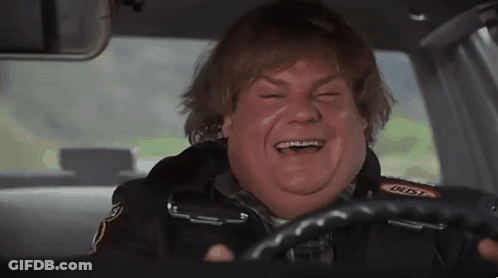 A Fat Man Is Driving A Car And Laughing . GIF