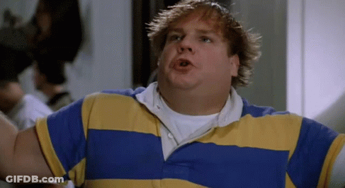 A Fat Man Wearing A Blue And Yellow Striped Shirt GIF