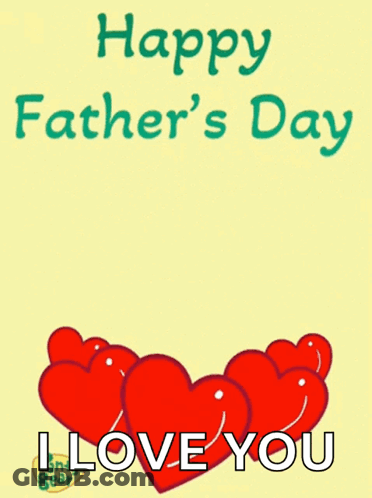 A Father 'S Day Card With A Bear Holding Hearts GIF
