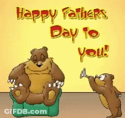 A Father 'S Day Card With A Bear Sitting On A Green Chair GIF