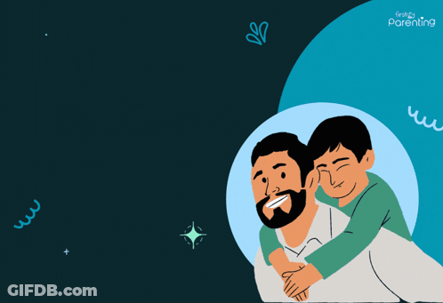 A Father 'S Day Greeting Card With A Boy On His Shoulders GIF