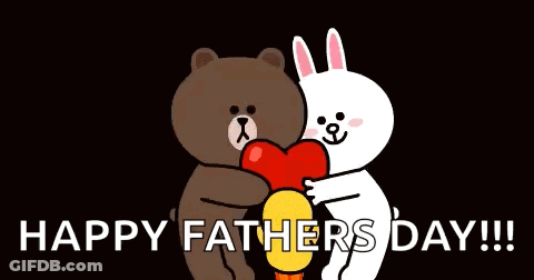 A Father 'S Day Greeting Card With A Brown Bear , White Rabbit , And Yellow Duck . GIF