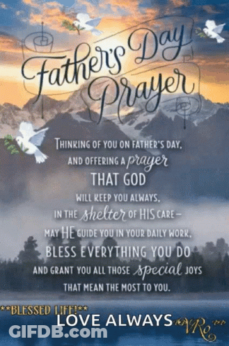 A Father 'S Day Prayer Is Written On A Poster GIF