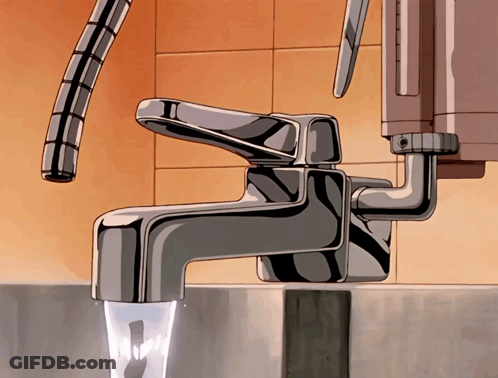 A Faucet With Water Coming Out Of It And A Hose Attached To It GIF