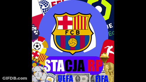 A Fcb Logo Is Surrounded By Other Logos GIF