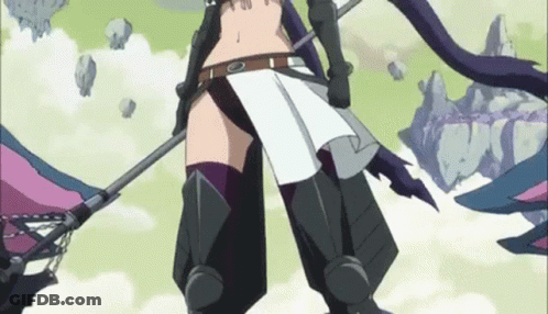 A Female Anime Character Is Holding A Sword In Her Hand . GIF