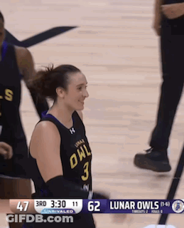 A Female Basketball Player For The Lunar Owls Stands On The Court GIF