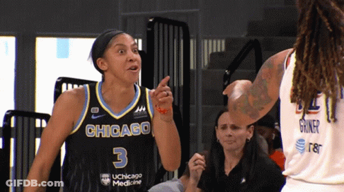 A Female Basketball Player Wearing A Jersey That Says Chicago 3 GIF