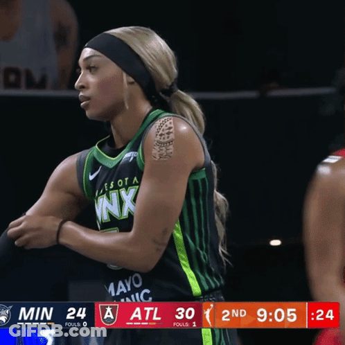 A Female Basketball Player Wearing A Jersey That Says Nx On It GIF