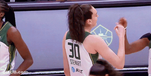 A Female Basketball Player Wearing A Number 30 Jersey GIF
