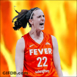 A Female Basketball Player Wearing A Red Fever 22 Jersey GIF