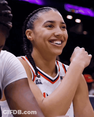 A Female Basketball Player Wears A Jersey That Says Be 1 GIF