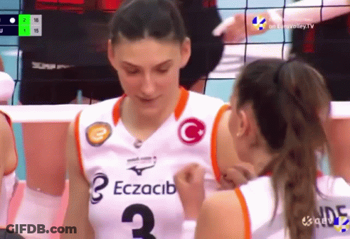 A Female Volleyball Player Wearing A Number 3 Jersey GIF