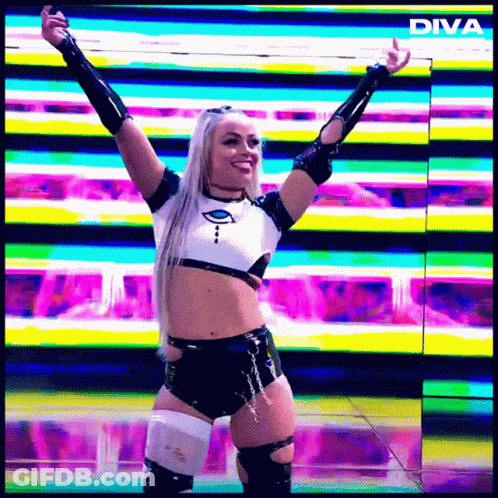A Female Wrestler With Diva Written On The Bottom Right GIF