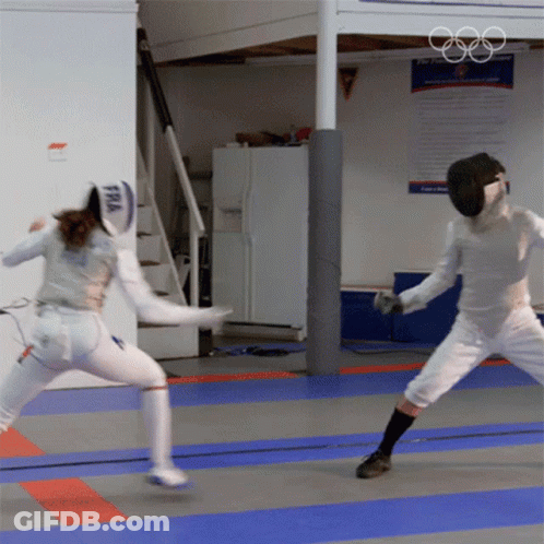 A Fencer With The Word Fra On Their Uniform GIF