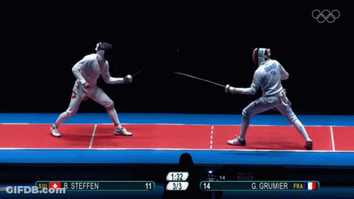 A Fencing Match Between B. Steffen And G. Grumier Is Going On GIF