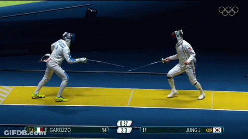 A Fencing Match Between E Garozzo And Jung J. Korea GIF