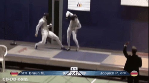 A Fencing Match Between Joppich And Braun GIF
