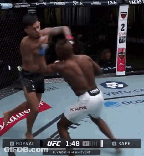 A Fight Between Royval And Kape Is Being Shown On Ufc 1:48 Flyweight Main Event GIF