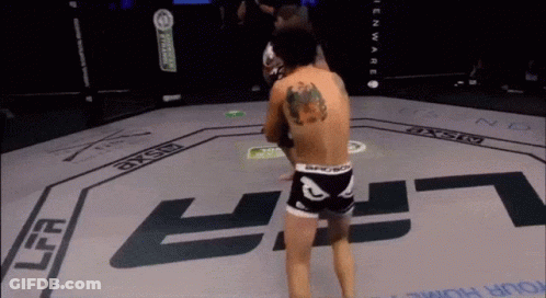 A Fighter In A Ring With The Letter L On The Ground GIF