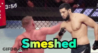 A Fighter Is Being Smashed By Another Fighter In A Boxing Match GIF