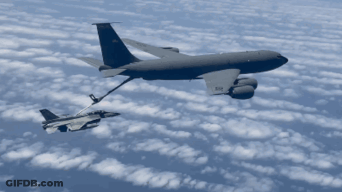 Fighter Jet Refueled By Military Plane KC GIF