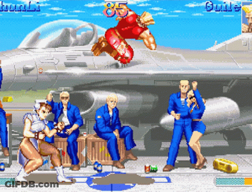 A Fighter Jet Is In The Background Of A Video Game With A Score Of 85 Points GIF