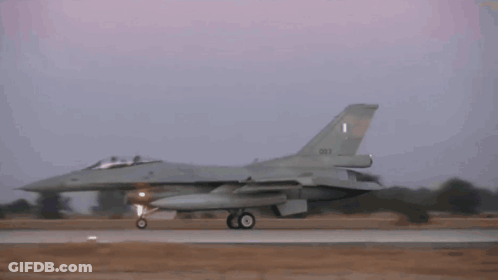 A Fighter Jet Is Taking Off From A Runway And Has The Letter I On The Tail GIF