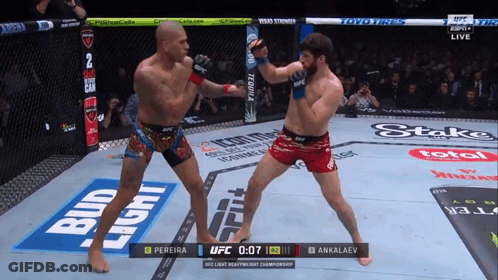 A Fighter Named Pereira Is Fighting Another Fighter Named Ankaaev GIF