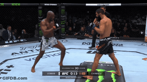 A Fighter Named Usman Is Fighting Another Fighter In A Ufc Match GIF