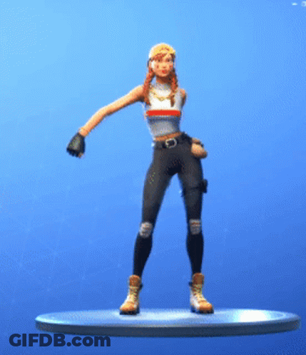 A Figurine Of A Woman Is Standing On A Platform With Her Arm Outstretched GIF